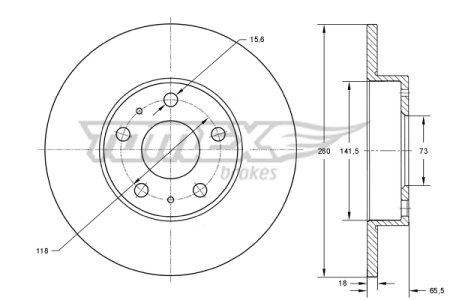 TARCZA HAMULCOWA TOMEX brakes TX73 46 1300500080 FIAT DUCATO 94-02 (10,14)