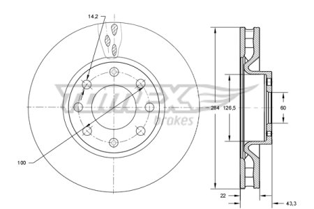 TARCZA HAMULCOWA TOMEX brakes TX73 76 55700922 FIAT GRANDE PUNTO 05