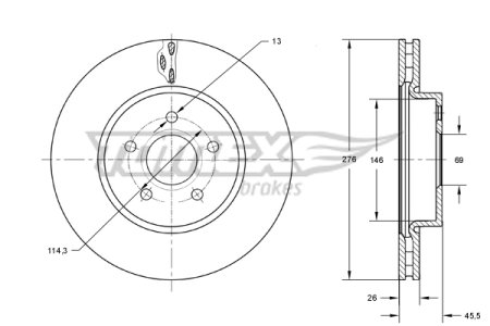 TARCZA HAMULCOWA TOMEX brakes TX73 85 MN116330 MITSUBISHI LANCER 08- PRZÓD