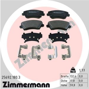 Klocki hamulcowe ZIMMERMANN 25692 180 3 58101G4A05 HYUNDAI I30 16- PRZÓD