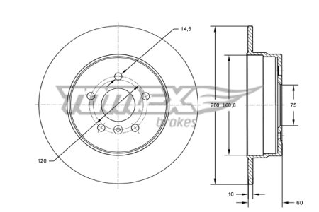 Tarcza hamulcowa TOMEX brakes TX71-45 34211162289 BMW 3 E36 91-01 tył