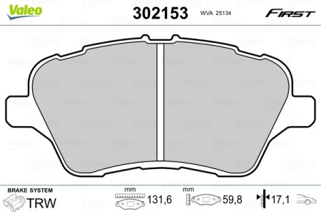 Klocki hamulcowe VALEO 302153 1765066 FORD B-MAX 12- przód