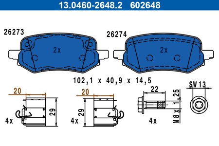 Klocki hamulcowe ATE 13.0460-2648 2413374 FORD PUMA 19- tył