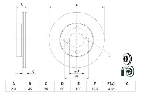 Tarcza hamulcowa BOSCH 0986479G92 5531162R00 SUZUKI IGNIS III 16- przód