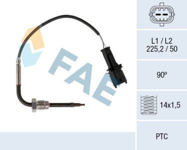 Czujnik temperatury spalin FAE 68091 5855387 CHEVROLET OPEL SAAB