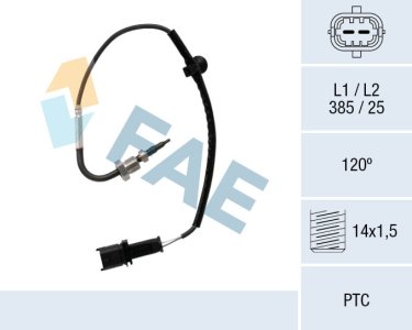 Czujnik temperatury spalin FAE 68096 0855432 OPEL