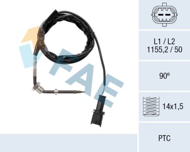 Czujnik temperatury spalin FAE 68123 55218475 OPEL