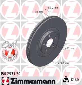 Tarcza hamulcowa ZIMMERMANN 150.2977.20 34106884001 BMW 1 F40 19- LP