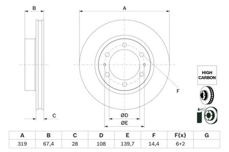 Tarcza hamulcowa BOSCH 0986479G19 435120K090 TOYOTA HILUX VIII 15-20 przód