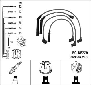 Przewody wysokiego napięcia komplet NGK RC-NE77A 2445023P25