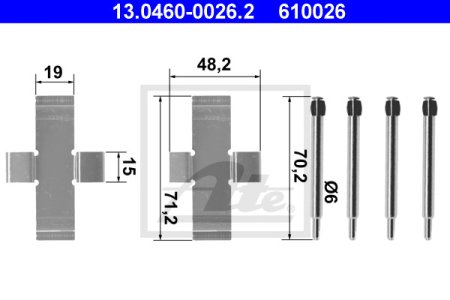 Zestaw montażowy klocków hamulcowych ATE 13-0460-0026-2 40913000