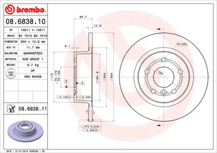 Tarcza hamulcowa BREMBO 08.6838.11 NTC8781