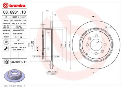 Tarcza hamulcowa BREMBO 08.6931.11 4246L7