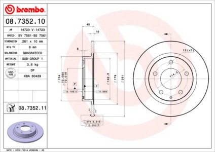 Tarcza hamulcowa BREMBO 08.7352.11 GA3Y26251