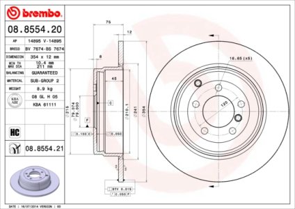 Tarcza hamulcowa BREMBO 08.8554.21 SDB000211