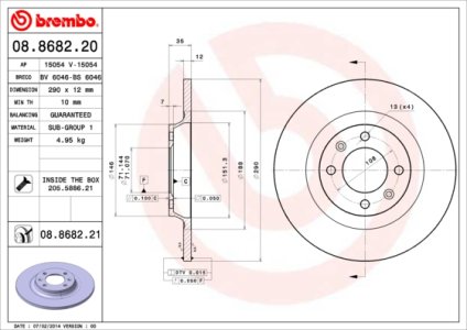 Tarcza hamulcowa BREMBO 08.8682.21 4249F7
