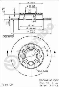 Tarcza hamulcowa BREMBO 08.9136.11 8E0615601B