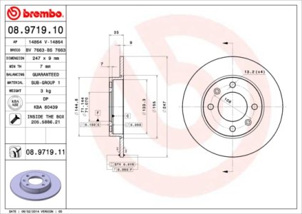 Tarcza hamulcowa BREMBO 08.9719.11 4246W9