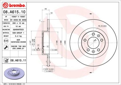 Tarcza hamulcowa BREMBO 08.A615.11 4249G2