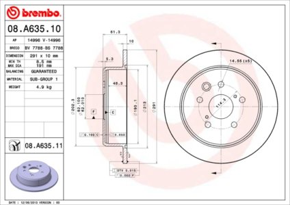 Tarcza hamulcowa BREMBO 08.A635.11 4243130280