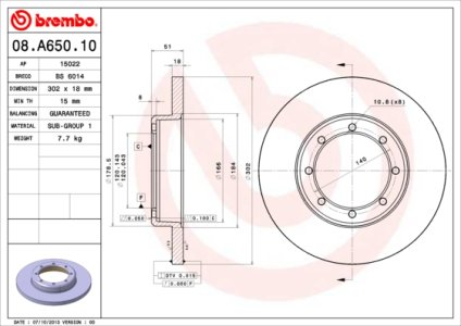 Tarcza hamulcowa BREMBO 08.A650.10 4421180