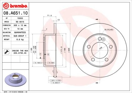 Tarcza hamulcowa BREMBO 08.A651.10 4421080