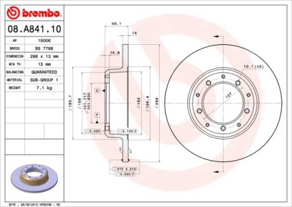 Tarcza hamulcowa BREMBO 08.A841.10 SDB000330