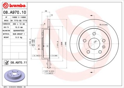 Tarcza hamulcowa BREMBO 08.A970.11 569025