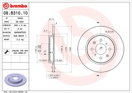 Tarcza hamulcowa BREMBO 08.B310.10 42510TM8G00