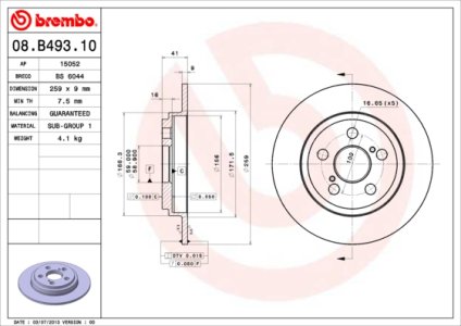 Tarcza hamulcowa BREMBO 08.B493.10 4243152150
