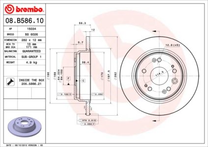 Tarcza hamulcowa BREMBO 08.B586.10 42510S7AJ50