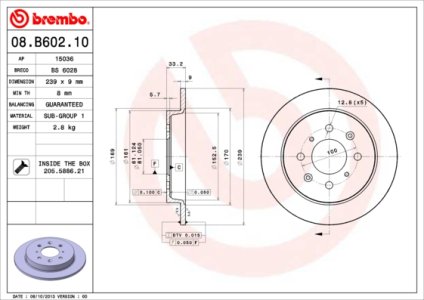 Tarcza hamulcowa BREMBO 08.B602.10 42510TF0000