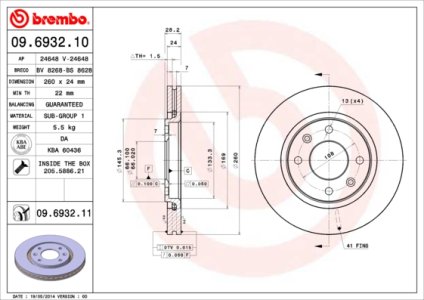 Tarcza hamulcowa BREMBO 09.6932.11 4246L9