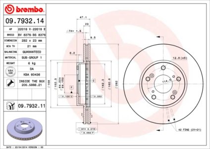 Tarcza hamulcowa BREMBO 09.7932.11 45251SDCA00