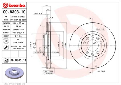 Tarcza hamulcowa BREMBO 09.8303.11 4246V4