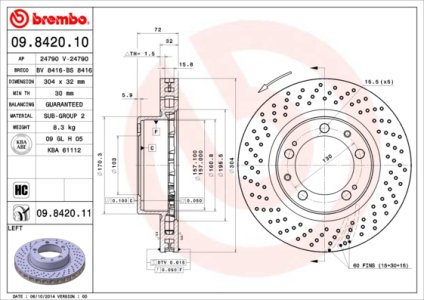 Tarcza hamulcowa BREMBO 09.8420.11 99335104301
