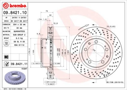 Tarcza hamulcowa BREMBO 09.8421.11 99335104401