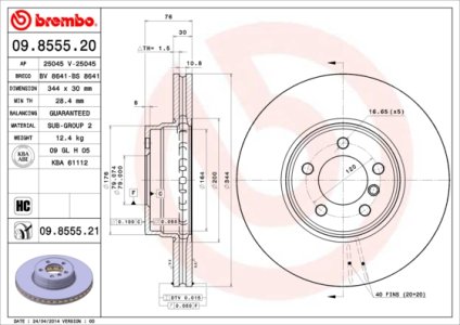 Tarcza hamulcowa BREMBO 09.8555.21 SDB000200
