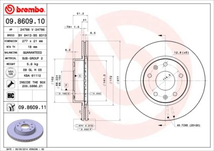 Tarcza hamulcowa BREMBO 09.8609.11 SDB000080