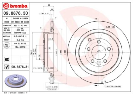 Tarcza hamulcowa BREMBO 09.8876.31 SDB000644