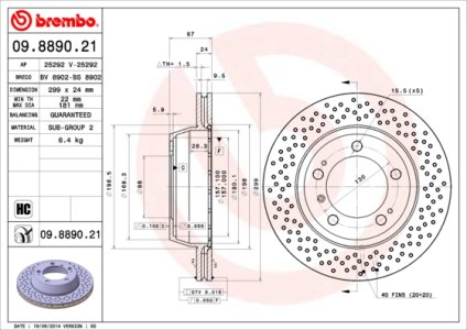 Tarcza hamulcowa BREMBO 09.8890.21 98635240301