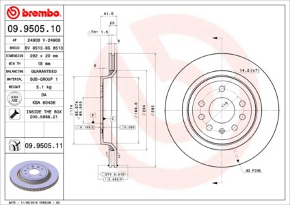 Tarcza hamulcowa BREMBO 09.9505.11 0569114