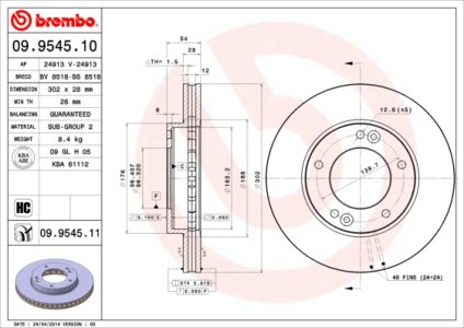 Tarcza hamulcowa BREMBO 09.9545.11 517123E000