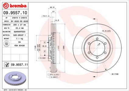 Tarcza hamulcowa BREMBO 09.9557.11 51712H1000