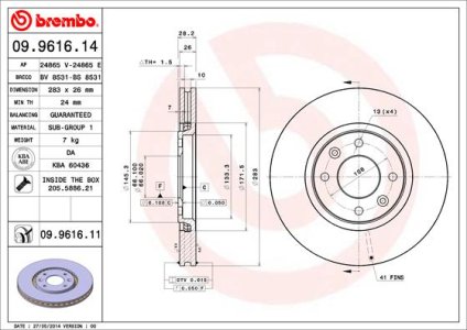 Tarcza hamulcowa BREMBO 09.9616.11 4246N0