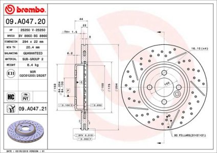 Tarcza hamulcowa BREMBO 09.A047.21 34116777826