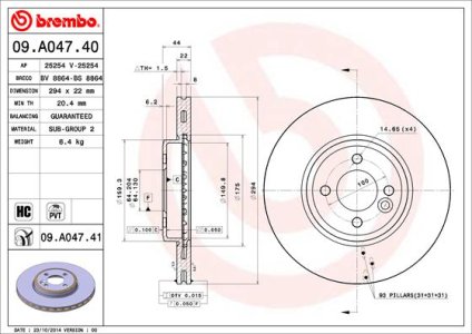 Tarcza hamulcowa BREMBO 09.A047.41 34116768933