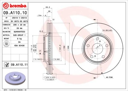 Tarcza hamulcowa BREMBO 09.A110.11 4351233100