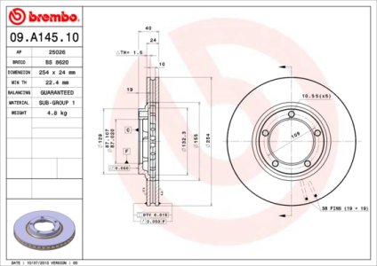 Tarcza hamulcowa BREMBO 09.A145.10 581294A000