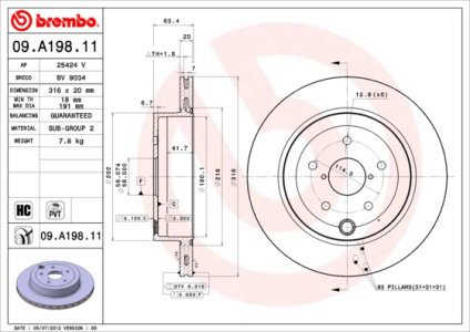 Tarcza hamulcowa BREMBO 09.A198.11 26700FG010